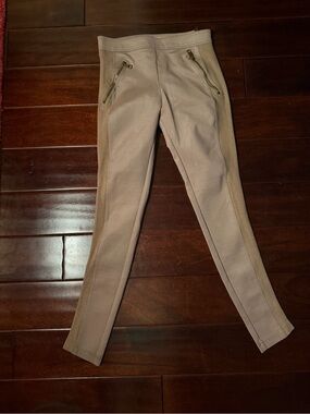 Burberry London Taupe Mesh Side Panel Zipper Leggings Pants US 4